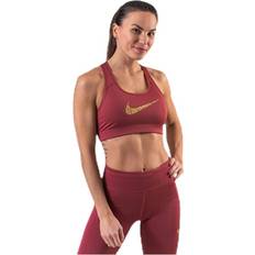 Nike Guld Underkläder Nike Victory Comp Bra Metallic Gold/Red, Female, Kläder, Sport-BH, Löpning, Röd