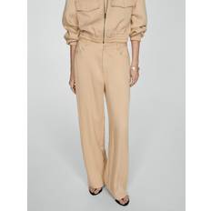 Mango Women Trousers Mango Gelato Casual Trousers, Light Beige