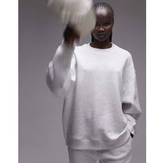 Ribbed Jumpers Topshop Premium Seam Detail Sweat - Grey Marl