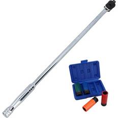AB Tools 1/2" Drive Breaker Bar + 4 Pc Metric Alloy Wheel Nut 17-22 mm Socket Bit