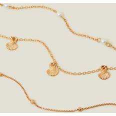 White Anklets Accessorize 3-Pack Shell and Pearl Anklets Cream One