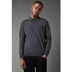 Clothing Burton Cotton Rich Long Sleeve Knitted Polo Charcoal