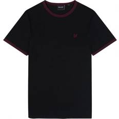 Clothing Lyle & Scott Ringer Crew Neck T-Shirt Jet Black/Burgundy