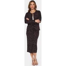 Dam - Leopard Koftor Saint Tropez Zhilasz Rneck Cardigan Dam Koftor & Cardigans Från Magasin Chocolate Brown Leopard