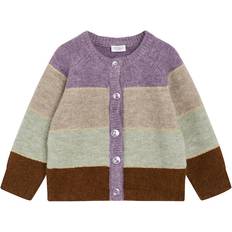 9-12M Koftor Hust & Claire Hust and Claire Cardigan Stickad Charlotte Dark Plum Hust and Claire år (110) Cardigan