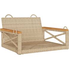 Hynder Havebænke vidaXL Gyngebænk 63x62x40 cm Polyrattan Beige Havebænk