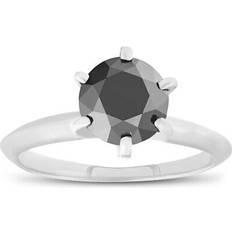 ct black diamond solitaire engagement ring 14k white gold