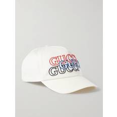 Gucci Herre Hodeplagg Gucci Logo-Embroidered Cotton-Twill Baseball Cap Men White