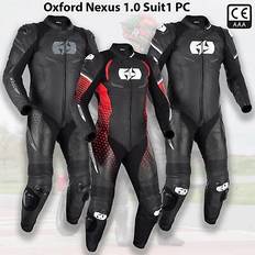 Leather Motorcycle Suits Oxford Nexus 1.0 Leather Motorcycle Suit Black Red, Black/red