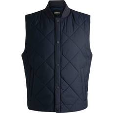 BOSS Mens Dark Blue Diamond-quilt Regular-fit Recycled-polyester Gilet DARK BLUE