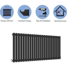 Aica Black Oval Tube Designer Radiator 600 x 1416 mm