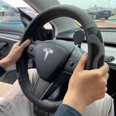 Steering Wheel Cover PINCTROT Comfy Grip Steering Wheel Cover Model Y and Model 3 14 Inch 3D Honeycomb Anti-Slip Design