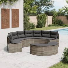 Rattan lounge vidaXL Garten-Sofagarnitur Halbrund Grau Poly Rattan 2-tlg Lounge-Set