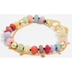 Red Bracelets Bimba Y Lola Double-chain bracelet with multicolor stones DARK RED UN