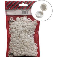 Building Materials 200 x White Plastic Hinged Screw Cover, Fold Over Snap Covers For No6 - One Size