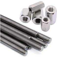 Building Materials 10 x Fully Threaded Steel Screwed Rod 300 mm with Connector Nuts