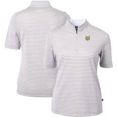 Gold - Women Polo Shirts Cutter & Buck Women's Gray Bethune-Cookman Wildcats DryTec Virtue Eco Pique Stripe Recycled Polo