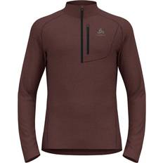 Rot Basisschicht-Oberteile Odlo Tencia Half Zip Fleece Braun Mann