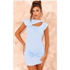 PrettyLittleThing Baby Blue Soft Touch Cut Out Mini Dress, Blue