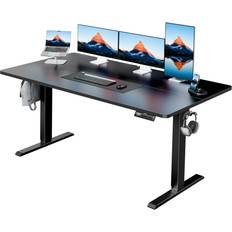 Huanuo 55" x 28" Electric Standing Adjustable Height, 4 Memory Settings, Headphone Hook, Cable Manager, Sit Stand Up Desk for Home Office & Computer Workstation, Black Writing Desk