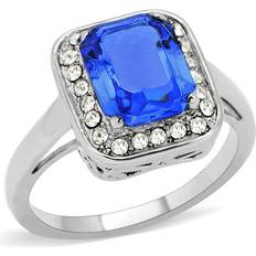 Crystal Rings Alamode Jewelry Alamode TK178-10 Women High Polished Stainless Steel Ring with Top Grade Crystal in Sapphire
