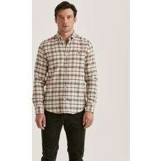 Morris Skjortor Morris Stockholm-Soft Check Flannel-Slim Fit-Kamel-Cotton-XXXL