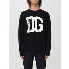 Dolce & Gabbana Men Jumpers Dolce & Gabbana Wool round-neck sweater with DG inlay black