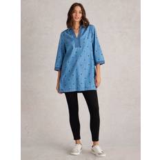 Denim Blouses White Stuff Blaire Denim Embroidered Tunic Top, Blue