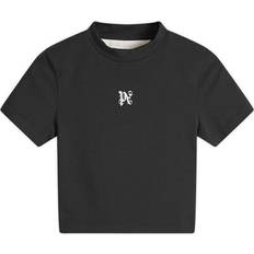 Palm Angels Damen T-Shirts Palm Angels Cropped-T-Shirt mit Logo-Stickerei Damen Baumwolle/Polyester/Elastan Schwarz