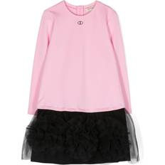 Twinset TWINSET Kids logo-plaque layered dress kids Viscose/Polyamide/Polyester/Spandex/Elastane/Viscose/Spandex/Elastane Pink