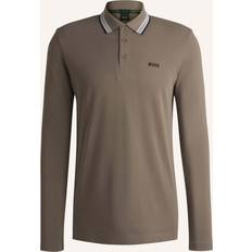 BOSS Plisy Regular Fit Long Sleeve Polo Shirt Khaki, Khaki, 6Xl, Men