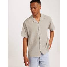 Herre - Lin Skjorter Jack & Jones Jjaydan Seersucker Resort Shirt Ss Kortermede skjorter Crockery Stripes