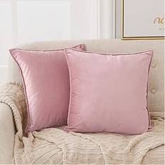 Deconovo Set of 2 Crushed Velvet Covers 40 cm x 40 cm 16x16 in Light Cushion Cover Pink