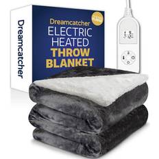 Sherpa Fleece Polyester Heated Electric Throw Blanket 160 cm x 120 cm Dark