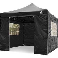 Gazebos 3x3m Heavy Duty Fully Waterproof Pop Up Gazebo With 4 Side Walls and Accessory Pack - Black