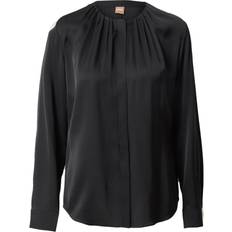 M Blusar BOSS Ruched-neck blouse in stretch-silk crepe de Chine