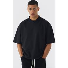 Ylisuuri T-paidat boohooMAN Oversized V Neck Dropped Shoulder T-shirt - Black