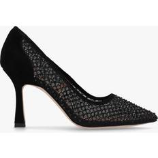 Daniel Alma Black Crystal Mesh Heeled Court Shoes 37, Colour: Bl