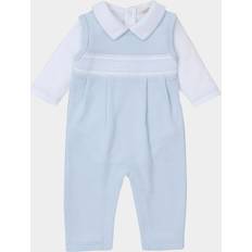 Blue Suits Children's Clothing Kissy Kissy Boy's Punto Ingles Hand Smocked Overall Set, 3M-9M LIGHT BLUE/WHITE (3-6 Months)