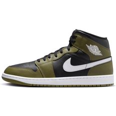 Jordan Air 1 Mid Sneakers Medelhöga Skaft - Svarta/Olivgröna/Vita