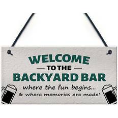 Red Ocean Welcome To The Backyard Bar Sign - One Size Wall Decor