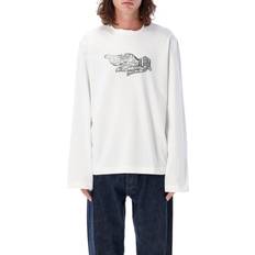 Acne Studios Herren T-Shirts Acne Studios Edden Logo Wings Long Sleeve T-Shirt - Optic White