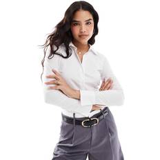 V-Neck Shirts Stradivarius Basic fitted shirt White