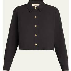 Cropped Shirts L'agence Cosette Cropped High-Low Shirt - Black Gold