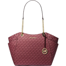 Bags Michael Kors Jet Set Large Signature Logo Shoulder Bag - Oxblood