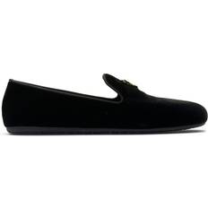 Loafers Prada triangle-logo velvet loafers women Leather/Rubber/Fabric Black