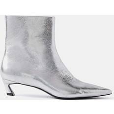 Mint Velvet Silver Leather Ankle Boots