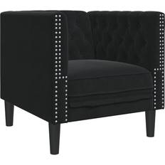 Chesterfield lænestole vidaXL Chesterfield-sofastol Fløjl Sort Lænestol