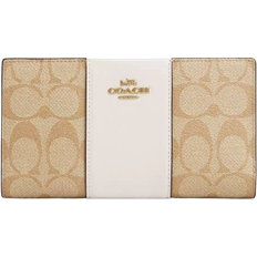 Coach Slim Zip Wallet In Signature Canvas With Stripe - Gold/Light Khaki/Chalk Lt Saddle