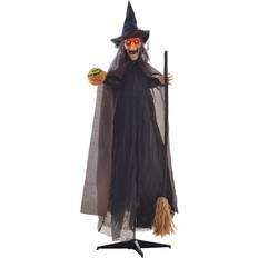 Halloween Party Supplies Homcom Party Decorations Witch with Broomstick Brown